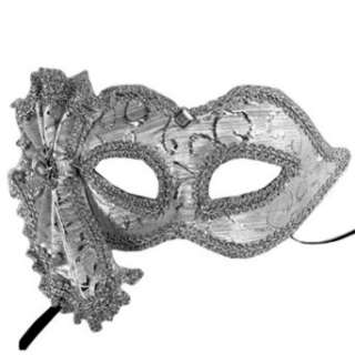  Silver Brocade Venetian Masquerade Costume Mask Clothing