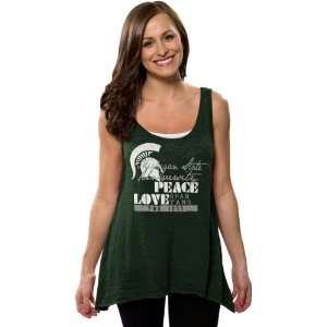  Michigan State Spartans Womens Forest Green Beach Love Hi 
