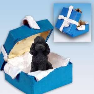    Poodle Sportcut Blue Gift Box Dog Ornament   Black