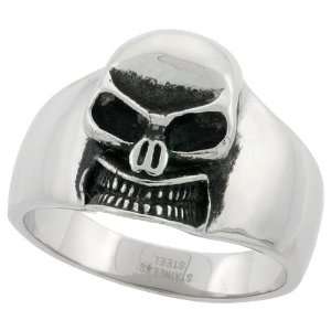 Surgical Stainless Steel 13/16 in. (21mm) Skull Ring (Available in 
