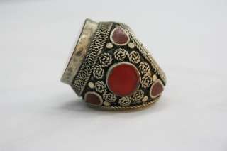   OLD AFGHAN KUCHI RED CARNELIAN RING   SIZE 8 ETHNIC TRIBAL HAND MADE