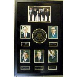  United States framed and matted laser signatures Ronald Regan, Ford 