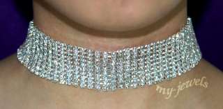Row Bridal Crystal Rhinestone Choker & Bracelet Set  