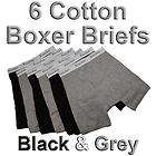 Mens COTTON BOXER BRIEF Underwear BLACK/GRAY XL 42 44