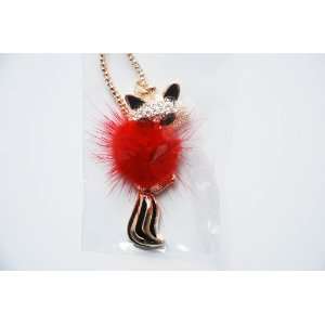  Cute Fox Sweater Pendant Chain Necklace Red Fox Necklace 