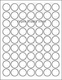 Sheets 7/8 Round Hi Gloss White Laser / Inkjet Labels / Stickers