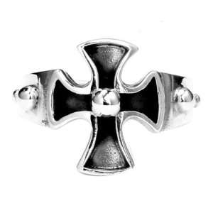  Unisex Sterling Silver Iron Cross Ring   Size  11 