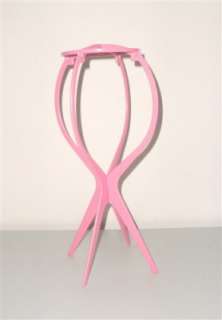 New portable folding travel Wig Stand Pink  