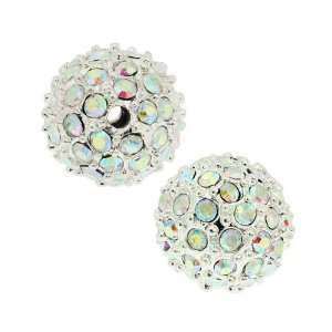 Beadelle Crystal 10mm Round Pave Bead   Silver Plated / Crystal AB (1 