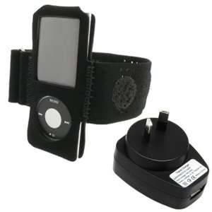  iPod® Gen4 Armband + USB Australia Travel Charger Adapter 