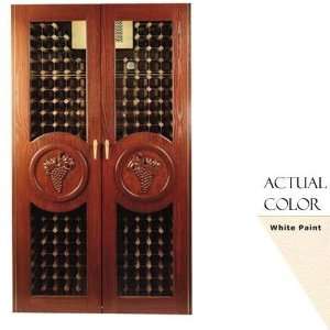   Concord Wine Cellar With Grape Motif   Glass Doors / White Cabinet
