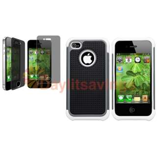 Black Mesh Smoke White Hard Case Cover+PRIVACY FILTER Guard for iPhone 