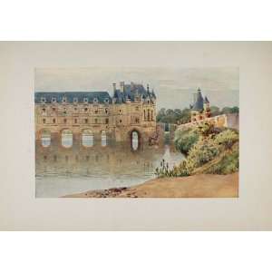 1905 Print Chateau Chenonceau Castle River Cher France   Original 