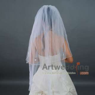 2T White Tulle Wedding Bridal Veil with Sequins Fingertip 41  