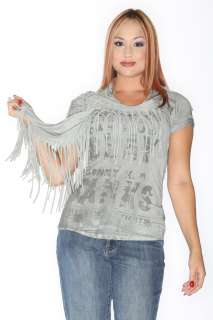 Anama Clothing Sexy Rocker Top with Fringed Wrap Scarf