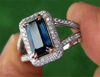   06 ct UNHEATED Blue Sapphire Diamond Engagement Ring 14k Gold  