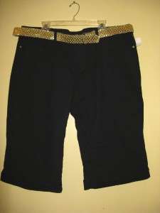 Womens black denim jean belt short plus size 22,2X new  