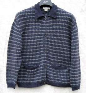 Eddie Bauer Petite M Navy/Purple WOOL Cardigan Sweater  