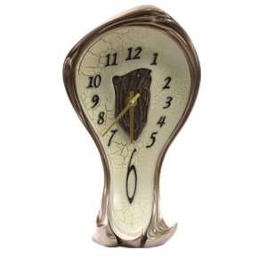   Warped Clock Polished Bronze Cracked Eggshell Face