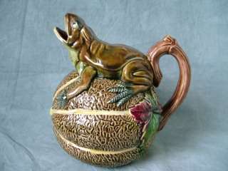 Majolica frog pitcher  