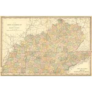   1883 Antique Railroad Map of Kentucky & Tennessee