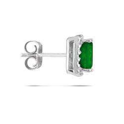 14k White Gold Emerald and 1/5 Carat TDW Diamond Earrings (I J, I1 I2 