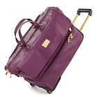 Joy Mangano PURPLE Leather double decker Luggage Travel Duffle Bag 