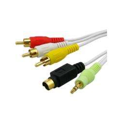   Male + 3.5mm Audio to 3 RCA Composite M/M Cable, 3 FT  