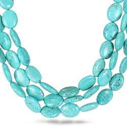 Three Strand Turquoise Bead Necklace  