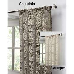 Damask Lace Pole Top 108 inch Curtain Panel Pair  