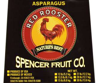 Red Rooster Vintage Asparagus Vegetable Crate Label  