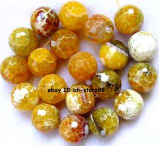 Yellow crab Agate 20mm Round Faceted Gemstone Beads 8  