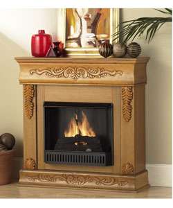 Oak Carved Ventless Fireplace  