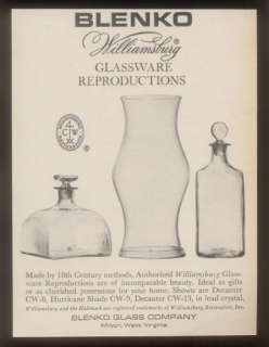 1964 Blenko Williamsburg glass glassware photo print ad  