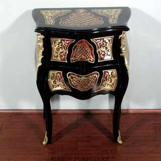 French Black Boulle Nightstand Side Table FREE S/H  