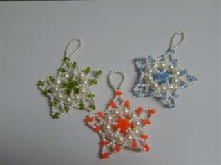 MOD Pearls Beads Snowflake Vintage 60s Holiday Ornaments Homemade 