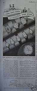 1936 Antique Hamilton Pocket & Wrist Watch Ad  