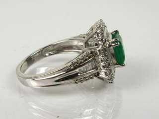  2ct Natural Asscher Cut Emerald & .75ctw Diamond 14k W Gold Ring 5.4g
