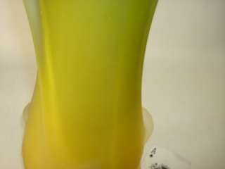 VINTAGE FROSTED ARTGLASS VASE AMBER TO GREEN  