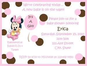 Personalized Baby Minnie Baby Shower Invitations  