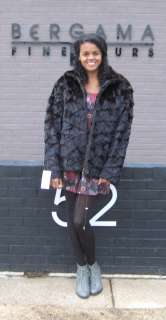   Dark Brown Natural Mahogany Mink Sections Fur Jacket Coat Stroller 18