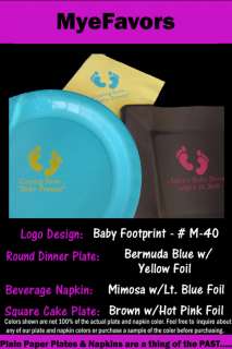Personalized Baby Shower Footprints Cake Plates Napkins  