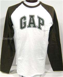 NWT~GAP Logo Mens Baseball T Shirt Raglan Long Sleeves  