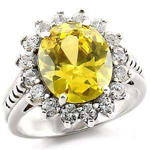  Sterling Silver Citrine Cubic Zirconia Ring Jewelry