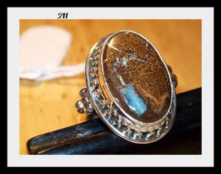 STERLING SILVER 925 RARE BOULDER OPAL RING SIZE 7 NEW c  