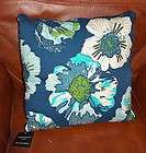   Rowley Blue Floral Sequin Decorative Throw Pillow 16 Square   NWT