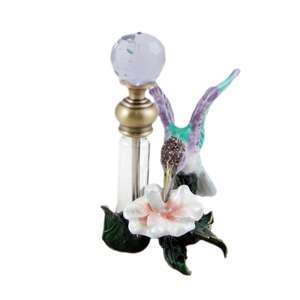   hummingbird perfume bottle bejeweled crystals lavender purple & blue