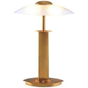  Antique Brass and White Shade Halogen Holtkoetter Table Lamp 