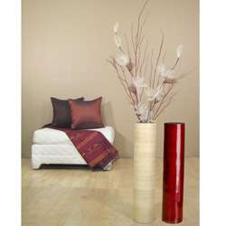   / Red Branches with 24 inch Natural Bamboo Floor Vase  