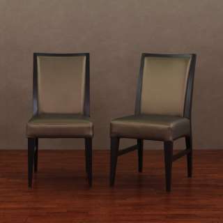   Croco and Bronze Leather Dining Chairs (Set of 2)  